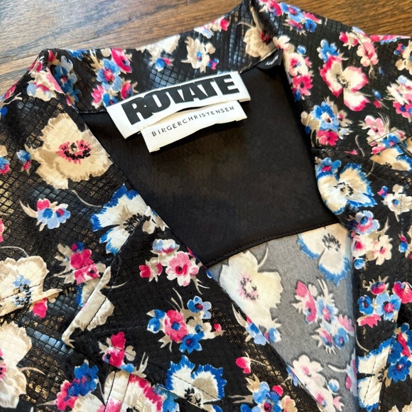 ROTATE Birger Christensen Size 2 Jojo Floral Print Midi Shirtdress - Picture 2 of 12